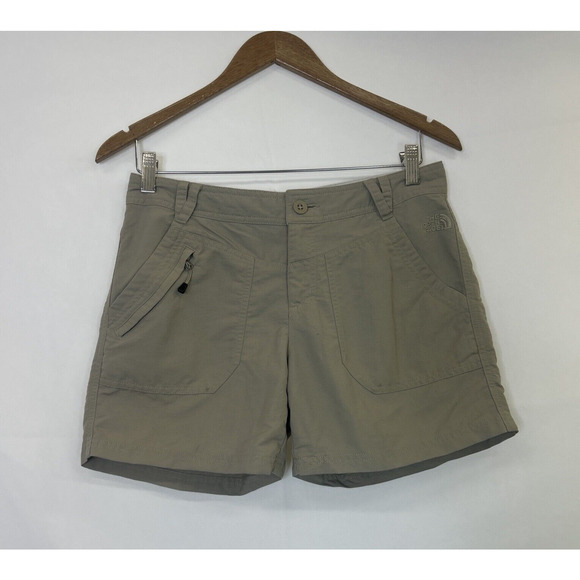 The North Face Shorts Womens 4 Beige Kahki Flap Pockets Outdoors Casual FS Chrty - Picture 1 of 13